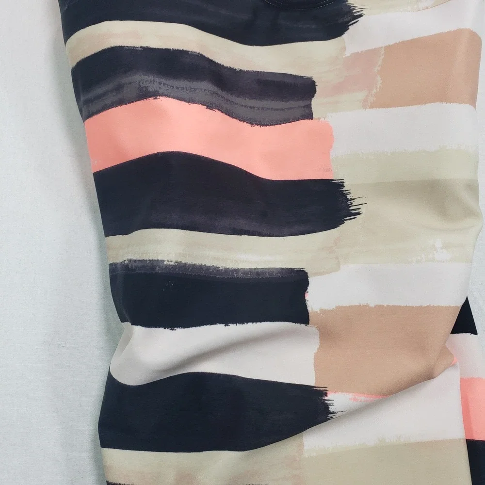 Mynah Women One Piece Swimsuit 20W Pink Black‎ Abstract Stripe